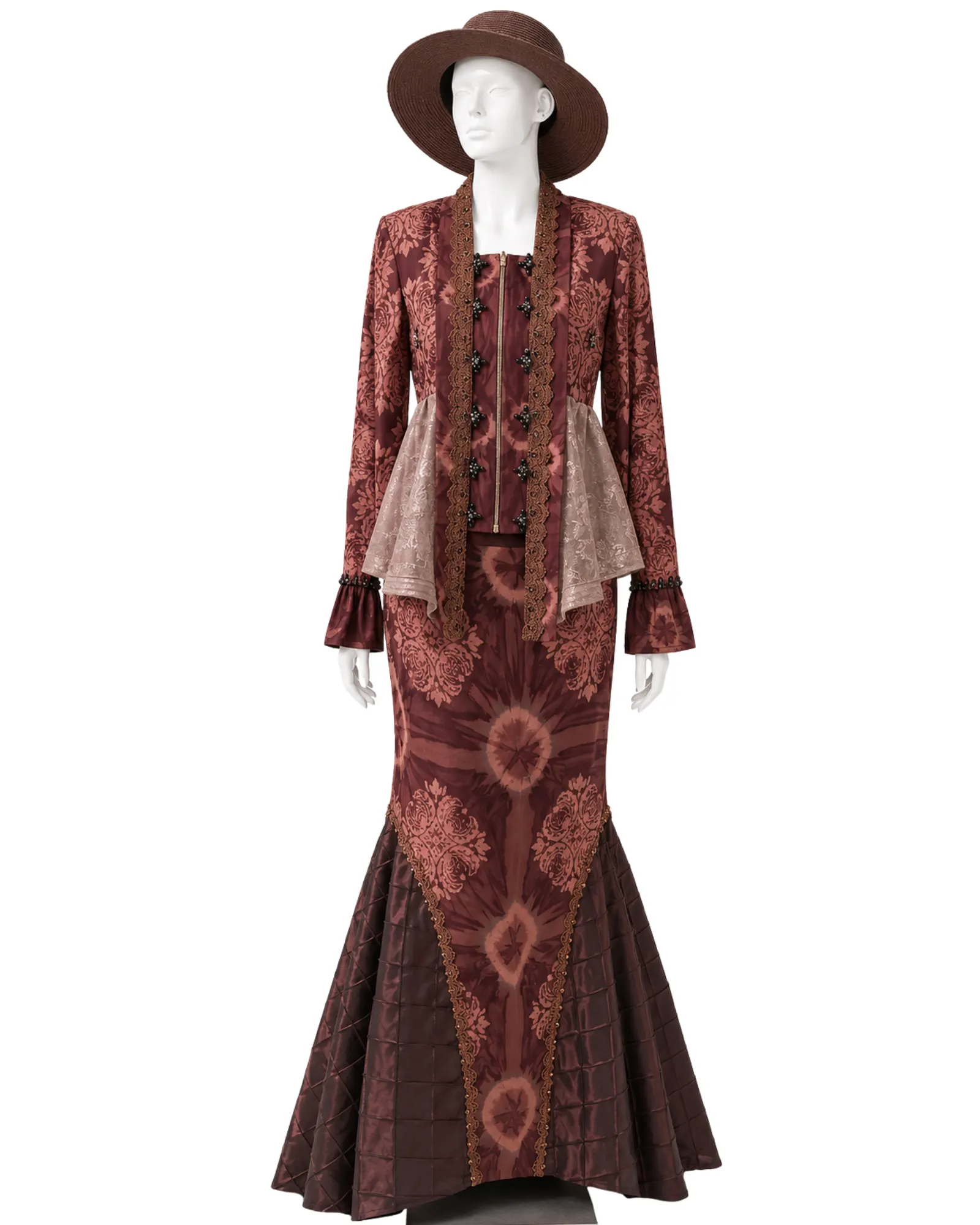 Suryani Travertine silk overcoat worn open over wide-leg trousers